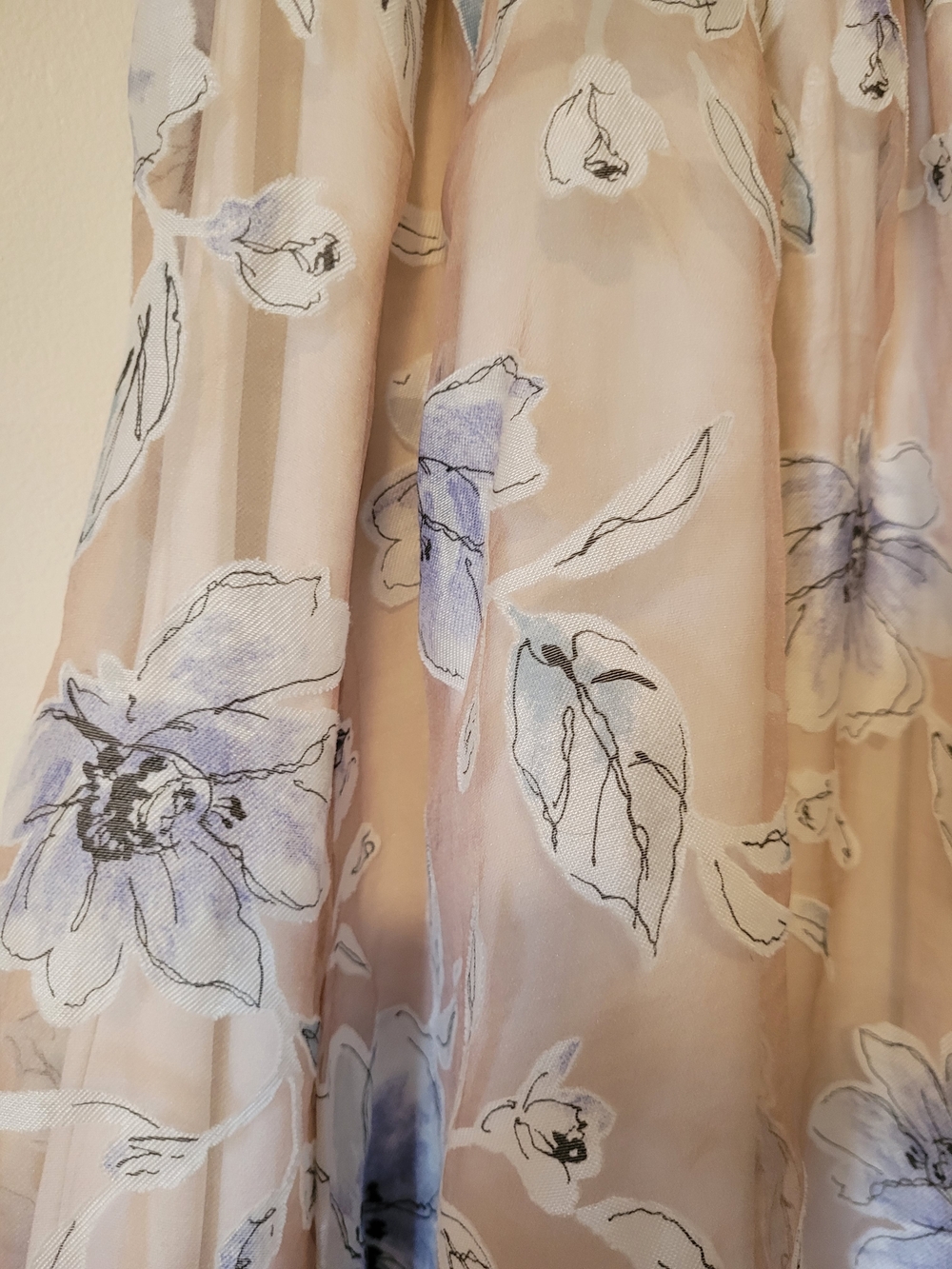 Soft Blush Floral Circle Skirt with Lavender Accents - Picture 3 of 6
